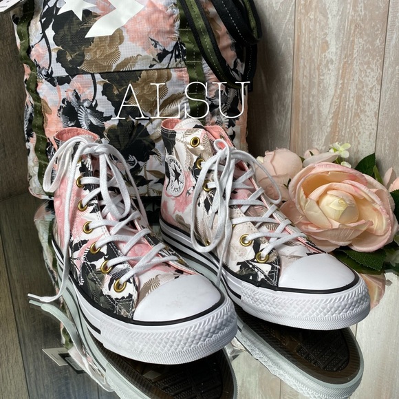 Converse Ctas High Top Storm Pink Flowers Women’s - Picture 6 of 8